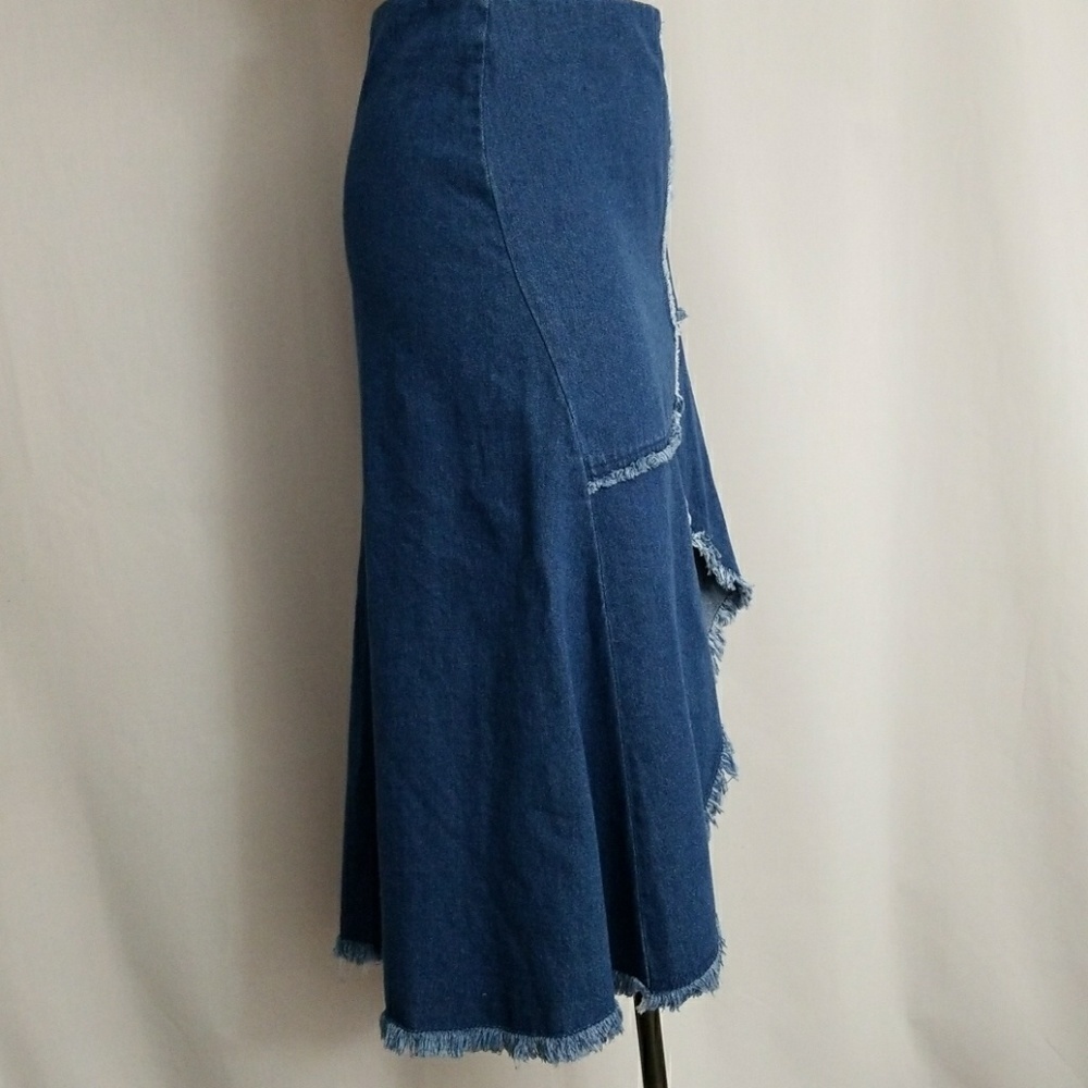 NWOT Zara Denim Frayed Slit Midi Skirt Siz… - Picture 6 of 8